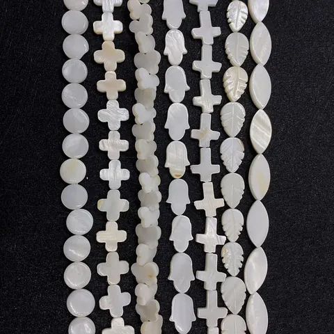 Natural Freshwater Mother Of Pearl Shell Beads For Jewelry Making White Star Heart Butterfly Leaf Shape Loose Beads