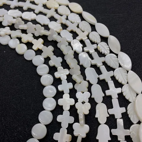 Natural Freshwater Mother Of Pearl Shell Beads For Jewelry Making White Star Heart Butterfly Leaf Shape Loose Beads