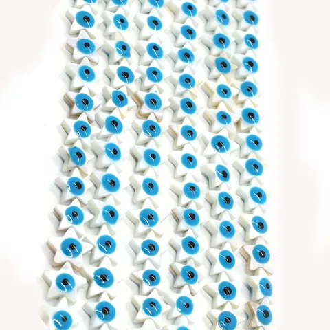 Natural Mother Of Pearl Shell Loose Beads Pentagram Star Evil Eye Nazar Beads DIY Jewelry Making For Necklace Bracelet Accessory