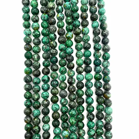 Natural African Turquoise Round Loose Beads For DIY Jewelry Making Bracelet Necklace Accessories Polished Natural Stone Beads