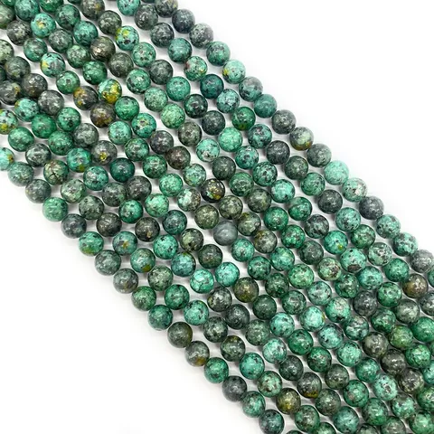 Natural African Turquoise Round Loose Beads For DIY Jewelry Making Bracelet Necklace Accessories Polished Natural Stone Beads