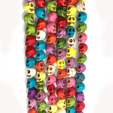Synthetic Turquoise Skull Shaped Beads Dyed Antique Crackle Loose Beads For DIY Jewelry Making Halloween Gothic Accessory