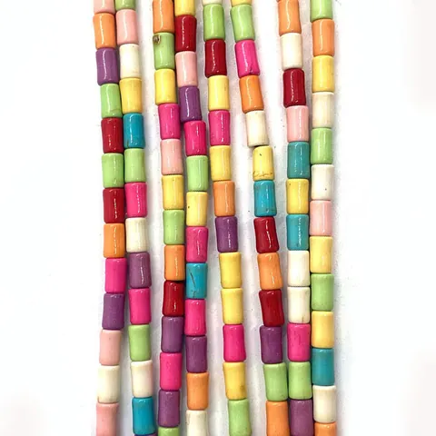 Colorful Synthetic Turquoise Polished Cylinder Tube Loose Beads For DIY Jewelry Making Necklace Bracelet Craft Accessories