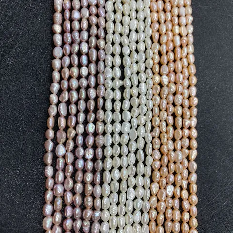 Natural Freshwater Pearl Rice Shape Loose Beads Straight Hole Irregular Baroque Pearls For DIY Necklace Bracelet Jewelry Making Accessories