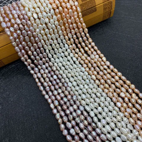Natural Freshwater Pearl Rice Shape Loose Beads Straight Hole Irregular Baroque Pearls For DIY Necklace Bracelet Jewelry Making Accessories