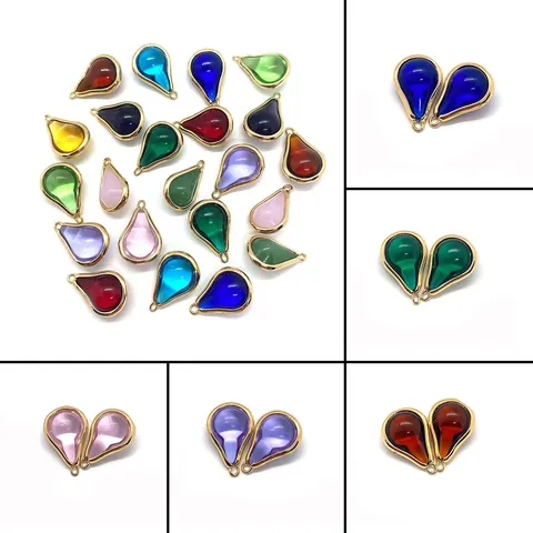Pendentif Goutte en Pierre Naturelle et Cristal Avec Bordure en Alliage Doré Pour Fabrication de Bijoux DIY Collier Boucles d'Oreilles
