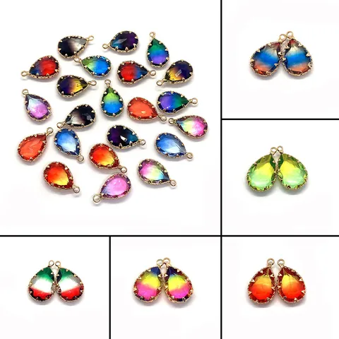 Ciondolo in Pietra Naturale Sfaccettato Sfumato a Goccia Senza Catena per Fai da Te Collana Creazione Gioielli Accessori Donna