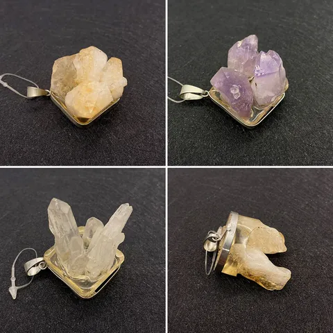 Natural Stone Irregular Crystal Cluster Pendant For DIY Jewelry Making Amethyst Citrine Quartz Druzy Pendant Only Without Chain