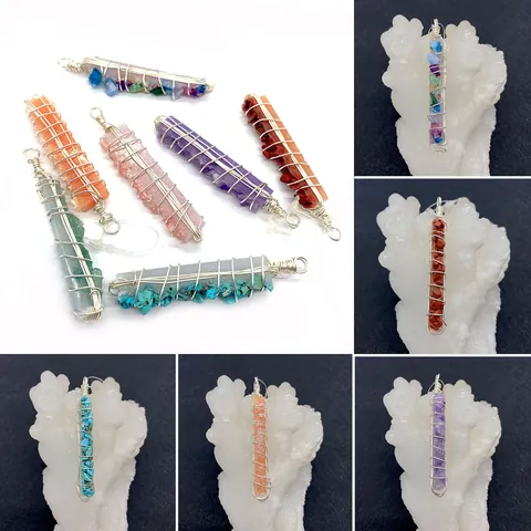 Handgefertigter Naturstein Drahtgewickelt Kristall Unregelmäßiger Anhänger Für DIY Halskette Schmuckherstellung Boho Stil Nur Anhänger