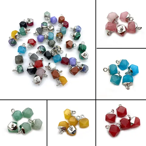 Natural Stone Faceted Irregular Pendants With Alloy Silver Tone Metal Cap For DIY Jewelry Necklace Making Accessories