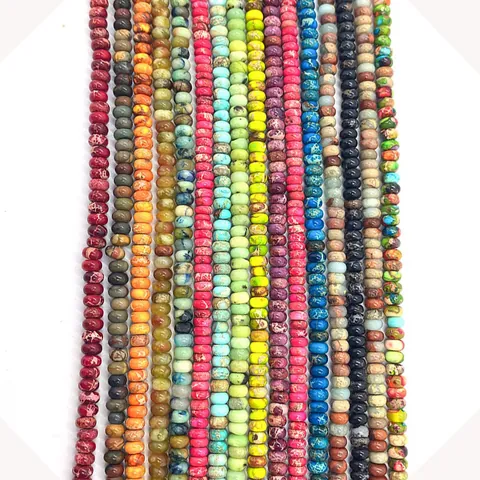 Natural Imperial Jasper Abacus Loose Beads Polished Stone Rondelle Spacer Beads For DIY Jewelry Making Necklace Bracelet Accessory