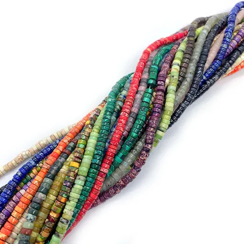 Cuentas Heishi de Piedra Natural 2x4 Cuentas de Tubo Pulido Ojo de Tigre Turquesa Ágata Cuentas Sueltas para Collar Pulsera Joyería DIY