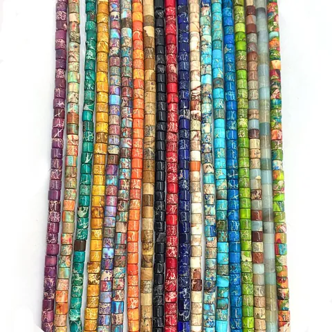 Natural Imperial Jasper Cylinder Beads Polished Sea Sediment Stone Loose Beads DIY Jewelry Making Accessory For Necklace