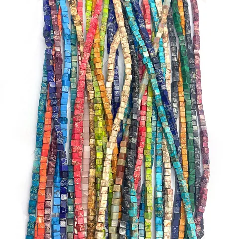 Natural Stone Emperor Stone Square Beads Polished Imperial Jasper Loose Beads For DIY Necklace Bracelet Making Accessories