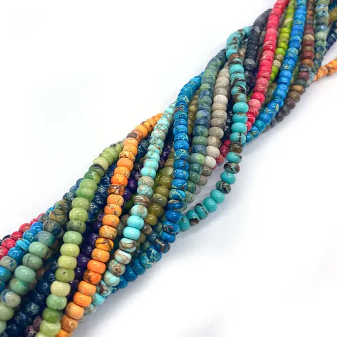 Perle Sfuse in Pietra Naturale dell'Imperatore Lucidate Tonde Piatte Rondelle Distanziatori per Creazione Gioielli Collana Bracciale