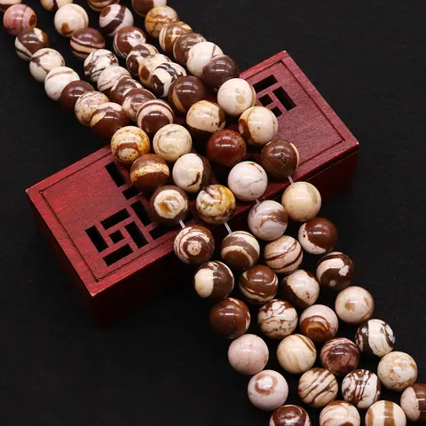 Perle di Pietra Diaspro Zebra Australiano Naturale Tonde Forate per Collana Braccialetto Fai da Te Accessori per Gioielli