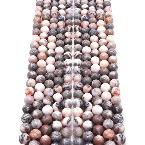 Φυσικές Χάντρες από Πέτρα Ροζ Zebra Jasper Στρογγυλές Γυαλισμένες Χύμα Ενδιάμεσες Χάντρες για DIY Κολιέ Βραχιόλι Κοσμήματα Αξεσουάρ