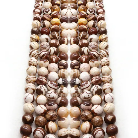 Perle di Pietra Diaspro Zebra Australiano Naturale Tonde Forate per Collana Braccialetto Fai da Te Accessori per Gioielli