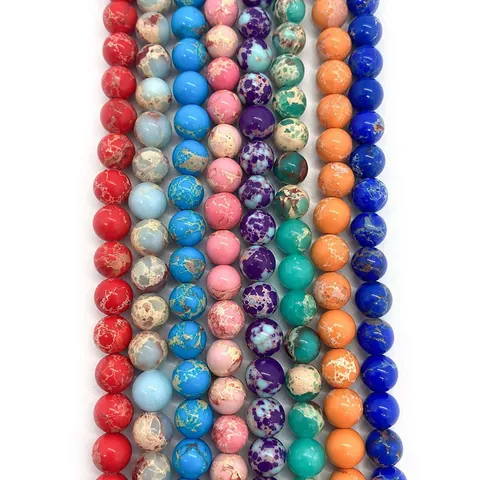 Natural Stone Imperial Jasper Beads Polished Marble Texture Round Loose Spacer Beads For DIY Jewelry Making Necklace Bracelet Accessory