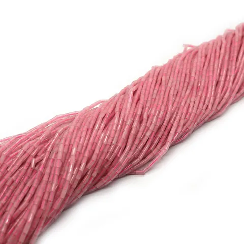 Natural Rose Quartz Stone Bugle Beads Cylindrical Loose Beads For DIY Jewelry Making Accessories Pink Gemstone Tube Beads