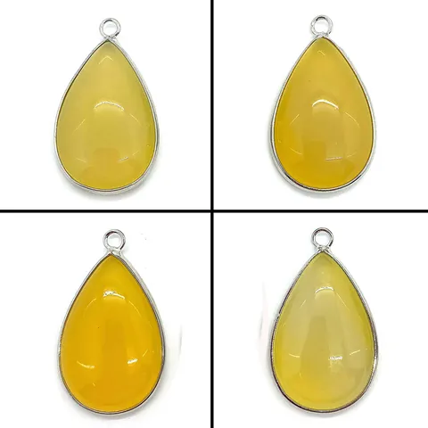 Natural Stone Topaz Water Drop Pendant Only Without Chain Silver Edged Alloy Jewelry Finding For DIY Necklace Making Women