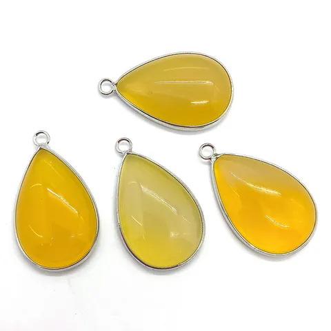 Natural Stone Topaz Water Drop Pendant Only Without Chain Silver Edged Alloy Jewelry Finding For DIY Necklace Making Women