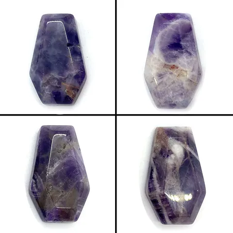 Natural Amethyst Stone Loose Beads Faceted Hexagonal Coffin Shape Polished Gemstone For DIY Jewelry Making Accessories