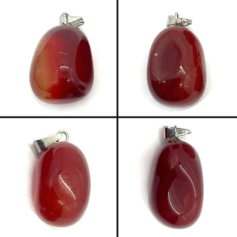 Natural Red Agate Pendant Irregular Polished Stone For DIY Necklace Jewelry Making With Silver Tone Metal Clasp Decorative Gift