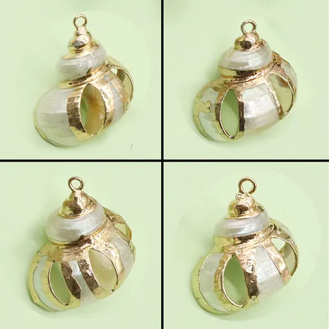 Natural Shell Conch Pendant Gold Electroplated Hollow Sea Snail Charms For DIY Necklace Bracelet Making Women Jewelry Accessories