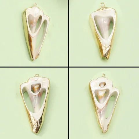 Natural Shell Conch Pendant Gold Plated Edge For DIY Jewelry Making Necklaces Pendant Only Without Chain Ocean Style Women Accessories