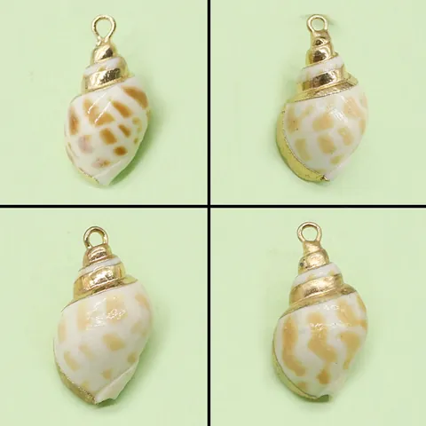 Natural Shell Conch Pendant Electroplated Gold Edged Spiral Shell DIY Necklace Jewelry Making Accessories For Women Men