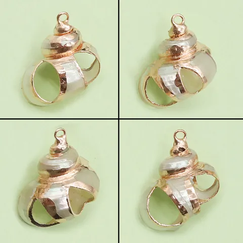 Natural Shell Conch Pendant Electroplated Rose Gold Spiral Shell Charm For DIY Necklace Earring Jewelry Making Women Gift