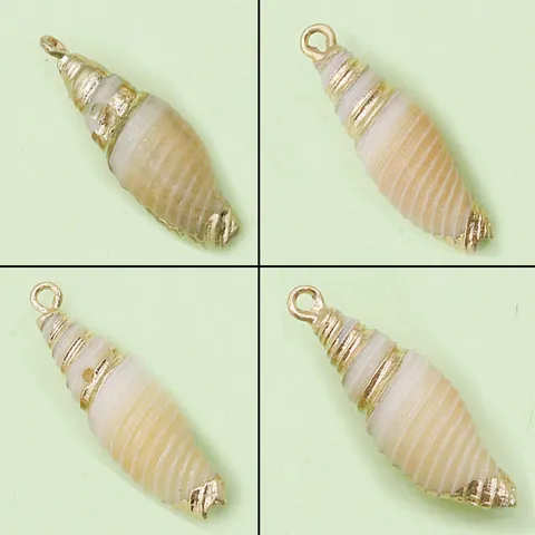 Natural Conch Shell Pendant With Electroplated Gold Edging Spiral Sea Shell Charm For DIY Necklace Earring Jewelry Making Accessory