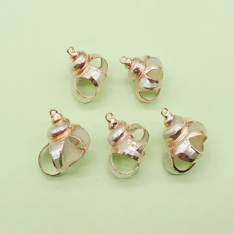Natural Shell Conch Pendant Electroplated Rose Gold Spiral Shell Charm For DIY Necklace Earring Jewelry Making Women Gift