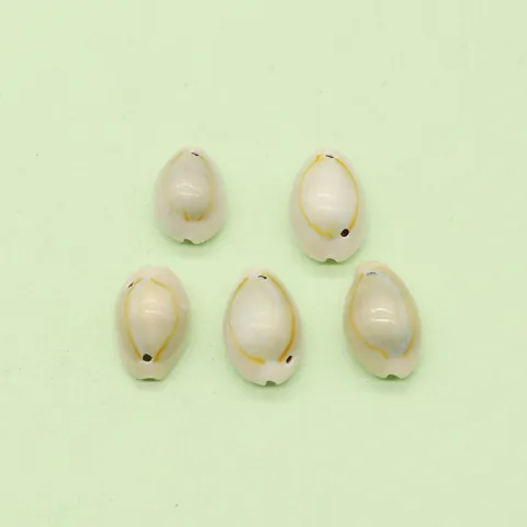 Natural White Cowrie Shell Pendants With Drilled Hole Electroplated Conch Shell Loose Beads For DIY Necklace Jewelry Making