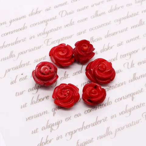 Synthetic Coral Red Rose Shaped Beads For DIY Jewelry Making Findings Hand Polished Rose Flower Charms Pendants Accessory