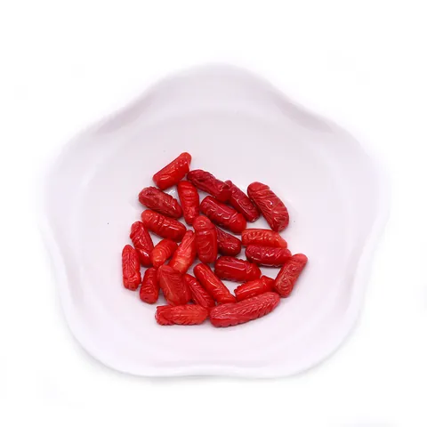 Perline Sciolte in Corallo Sintetico Intagliato a Forma di Uccello Rosse per la Creazione di Gioielli Fai da Te