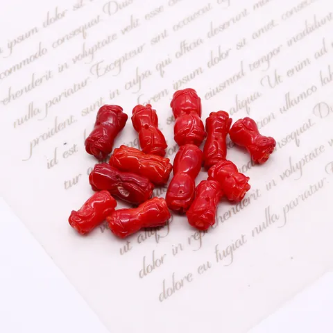 Red Synthetic Coral Rose Carved Loose Beads Double-Head Flower Barrel Spacer Beads For DIY Jewelry Making Accessories