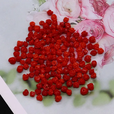Synthetic Coral Rose Flower Loose Beads Red Carved Floral Beads For DIY Earrings Jewelry Making Handcraft Accessories