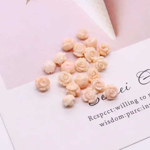 Synthetic Coral Carved Rose Flower Loose Beads 8mm Pink For DIY Jewelry Making Accessories Earring Necklace Supplies