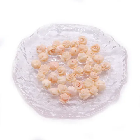 Synthetic Coral Carved Rose Flower Loose Beads 8mm Pink For DIY Jewelry Making Accessories Earring Necklace Supplies
