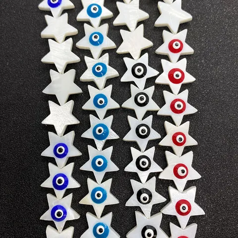 Natural Freshwater Shell Star Evil Eye Loose Beads Drip Oil Enamel Star Shape Beads For DIY Necklace Jewelry Making