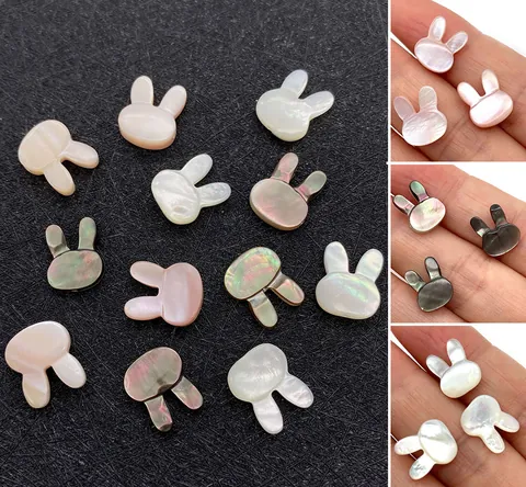 Natural Sea Shell Rabbit Shape Beads Mother Of Pearl Bunny Head Loose Beads For DIY Jewelry Making Necklaces Accessories
