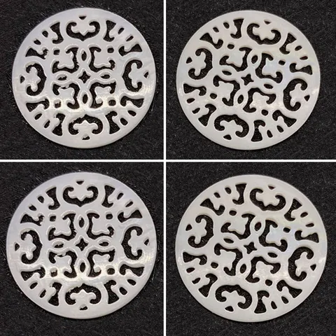 Natural Freshwater Shell Round Hollow Pendant White Mother Of Pearl Carved Oriental Pattern DIY Jewelry Making Accessory