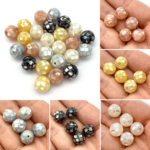 Natural Sea Shell Loose Beads Mosaic Splicing Round Artificial Pearl Luster Beads For DIY Necklace Bracelet Jewelry Making Accessories