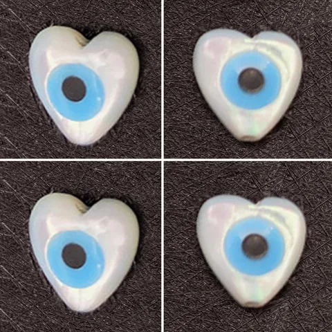Natural Seawater Shell Heart Evil Eye Beads Nazar Charms For DIY Jewelry Making Handmade Bracelets Necklaces White Shell Beads