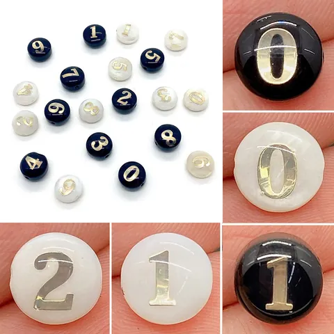 Natural Freshwater Shell Beads Gold Number Flat Round Heishi Beads 8mm Polished Straight Hole DIY Jewelry Making Supplies