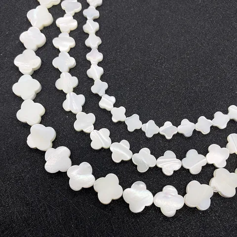 Natural White Mother Of Artificial Pearl Beads Four Petal Flower Shell Loose Beads For Jewelry Making Handmade Necklace Bracelet Accessories