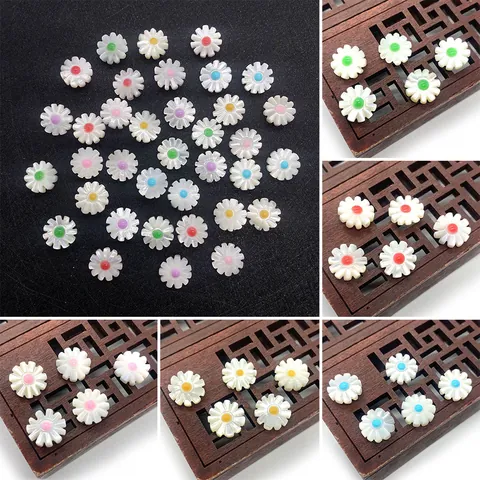Cuentas Sueltas de Concha Marina Natural Forma de Margarita Cuentas de Nácar Pulidas para Fabricación de Joyas DIY Pulsera Collar Accesorios