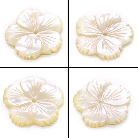 Natural Sea Shell Carved Flower Pendant Mother Of Pearl Iridescent Floral Charm For DIY Jewelry Necklace Making Women Gift
